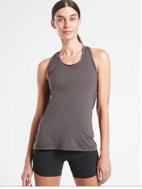 Athleta Ultimate Train Tank Racerback Keyhole M Medium Grey Charcoal